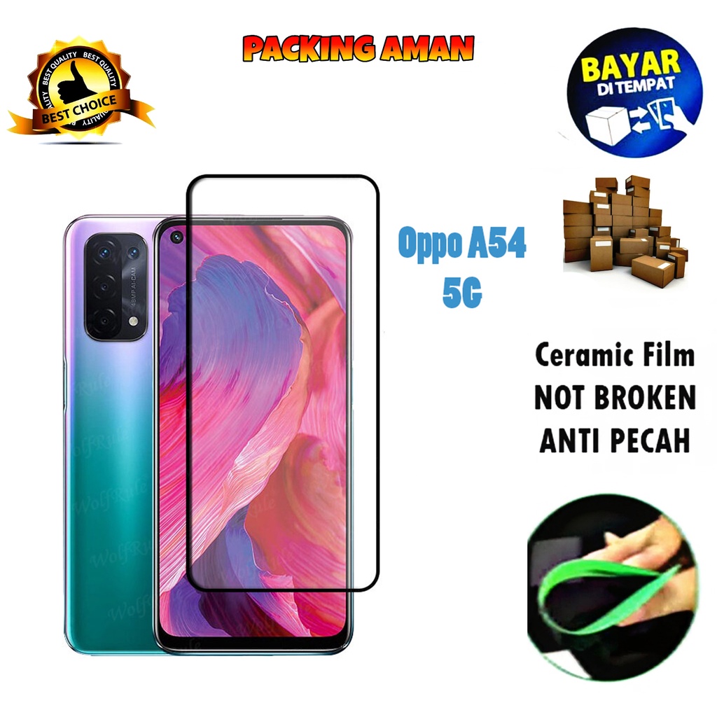 Tempered Glass Oppo A54 5G 2021 FULL COVER FULL SCREEN Ceramic Film Anti Gores