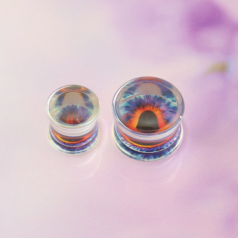 6-24mm Ear Gauges Acrylic Ear Plugs Tunnels Clear Ear Expanders Gauges Body Piercings Jewelry Purple Eyeball Design Earrings