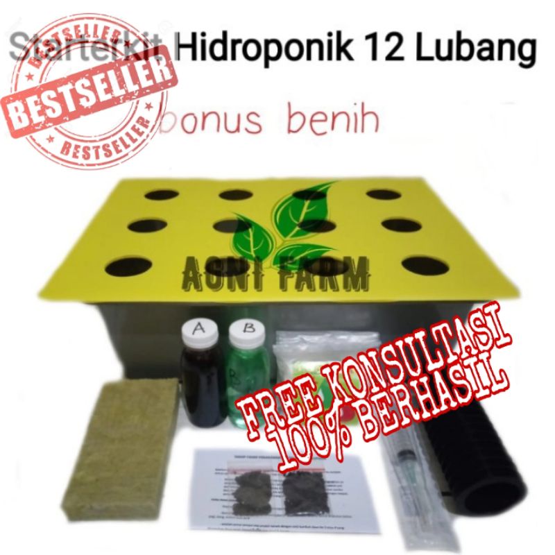 Paket Hidroponik Murah Starter kit Hidroponik 12 Lubang Tanam Sistem Wick