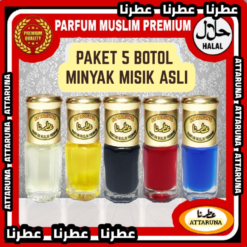 Minyak misik 5 macam putih kuning hitam merah biru misik asli