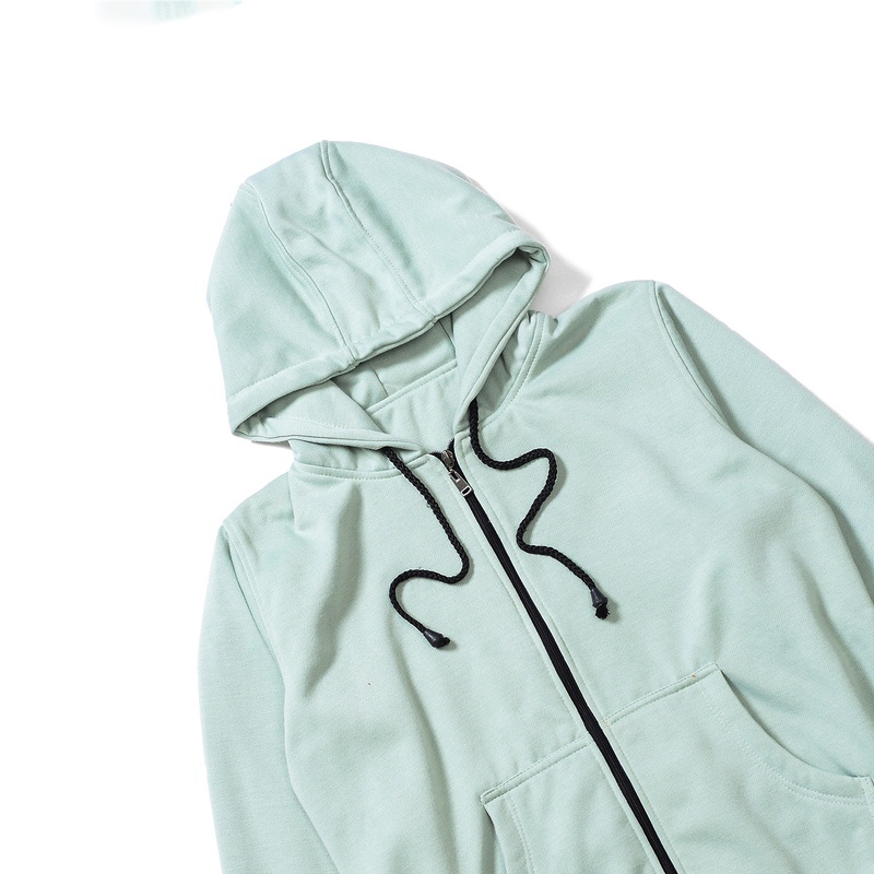 LinkaweOriginal Jaket Hoodie sletting Basic M L XL free sticker & gantungan kunci pria dan wanita 2-Mint