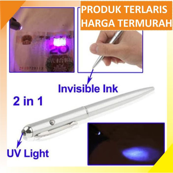 

2in1 Invisible Ink Pen + UV Light Pulpen Senter Ultraviolet Rahasia MS277