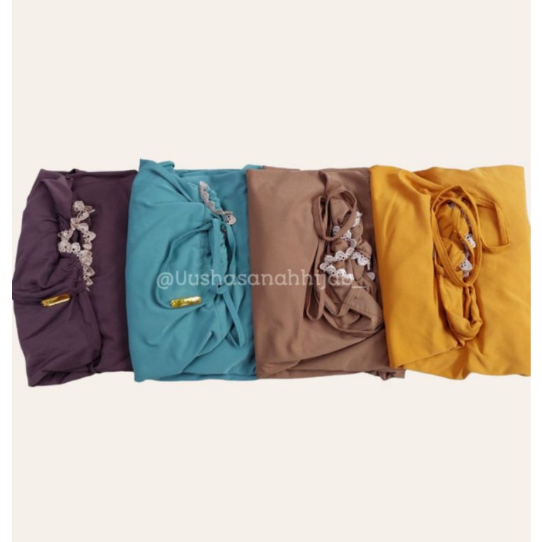 (Ori Rahayu Hijab) SIRA RENDA •jilbab instan jersey premium•bergo instan non pet renda rempel