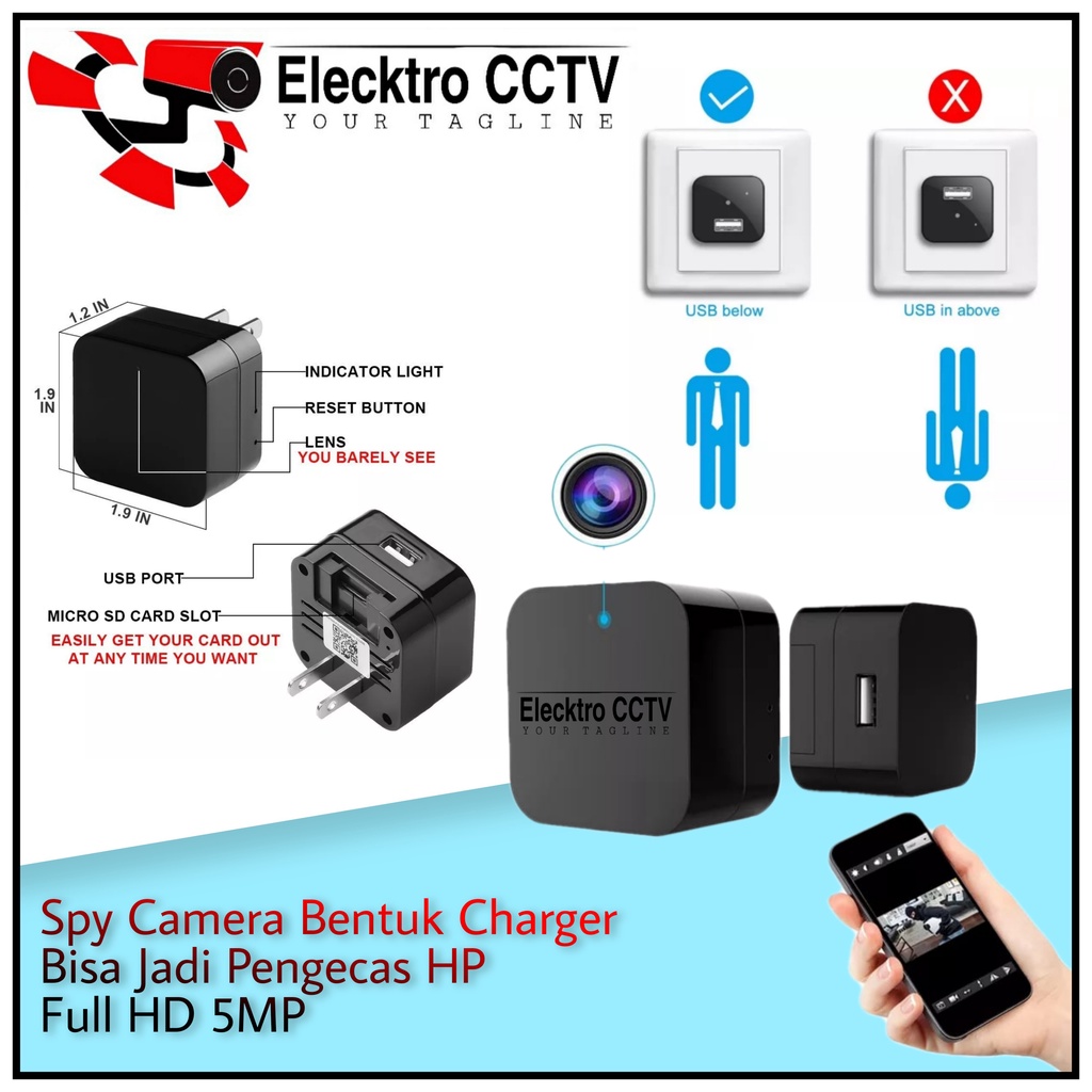 Spy Cam Camera CCTV Charger USB Non Wifi