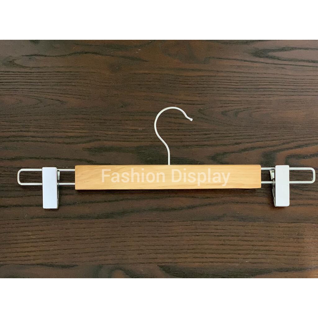 Hanger Kayu Jepit Besi Gantungan Celana Natural Distro Hanger Anak / Dewasa Gantungan Baju-BH