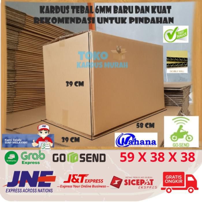 

PROMO - KARDUS PACKING KARDUS BOX ( 59 x 38 x 38 ) DOUBLE WALL KARDUS POLOS