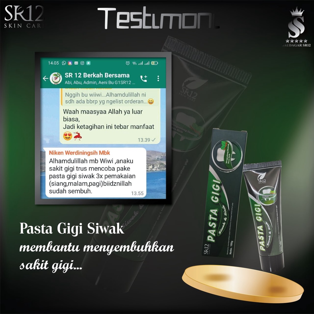 Pasta gigi siwak Sr12 Mencegah gigi berlubang Merawat gigi Membersihkan gigi Mengatasi bau mulut 170gr Bpom Saudagarsr12