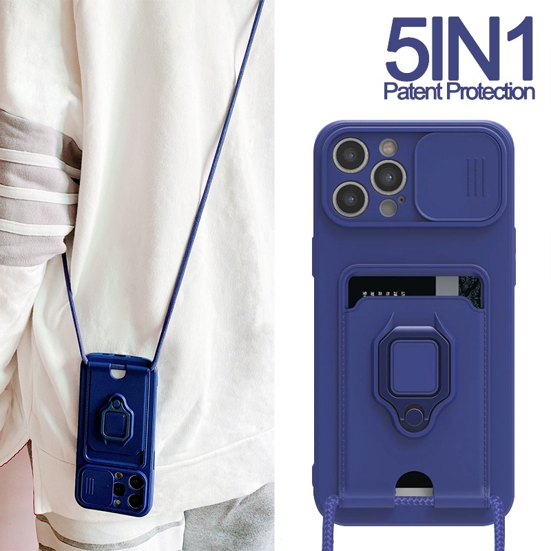 Case Bahan Silikon Dengan Ring Holder Magnetik Untuk iPhone 13 Pro Max 12 11 XR XS X SE 6 7 8 Plus