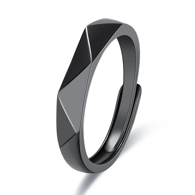 Cincin Pasangan Bahan Titanium Steel Warna Hitam Dan Putih Gaya Korea Untuk Pria Dan Wanita