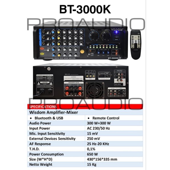 Amplifier Wisdom BT 3000 BT3000 BT-3000 Original Garansi 1 Tahun