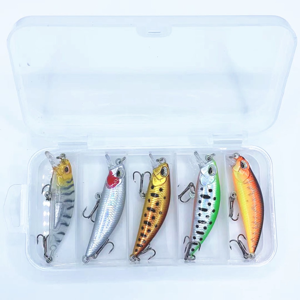 5Pcs/Box Fishing Lure  Sinking Kail Minnow Umpan Pancing Bentuk Ikan Kecil 5cm 5g Bait Memancing Tackle