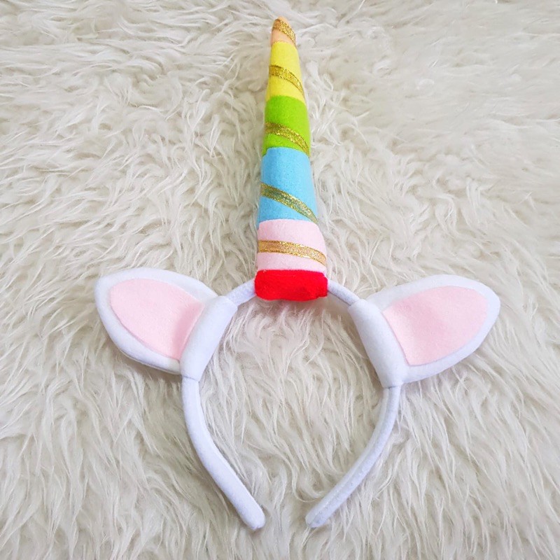 Bando Unicorn Pelangi Kostum Unicorn Rainbow Pegasus Headband unicorn