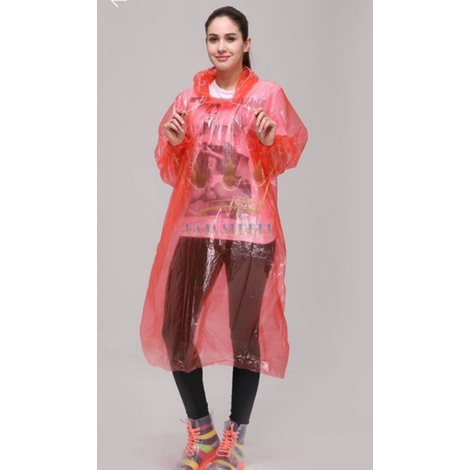 Jas Hujan PLASTIK JALAK  PONCHO LENGAN POLOS WARNA - RANDOM