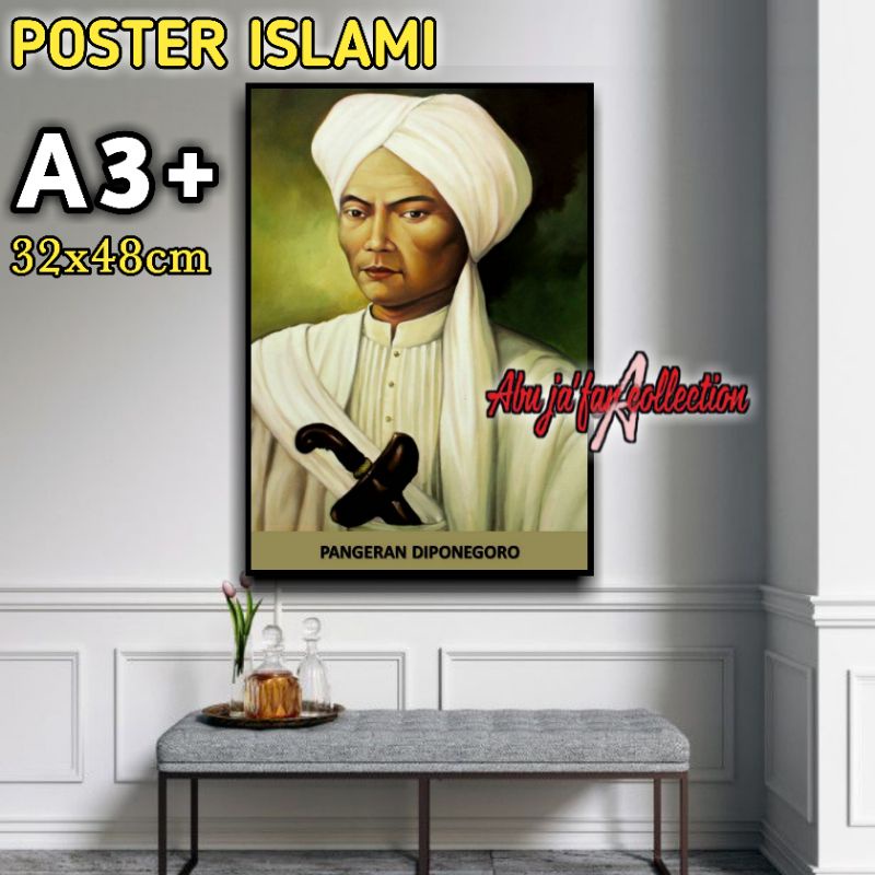 POSTER GAMBAR PANGERAN DIPONEGORO|POSTER PAHLAWAN NASIONAL|HIASAN DINDING MURAH UKURAN BESAR
