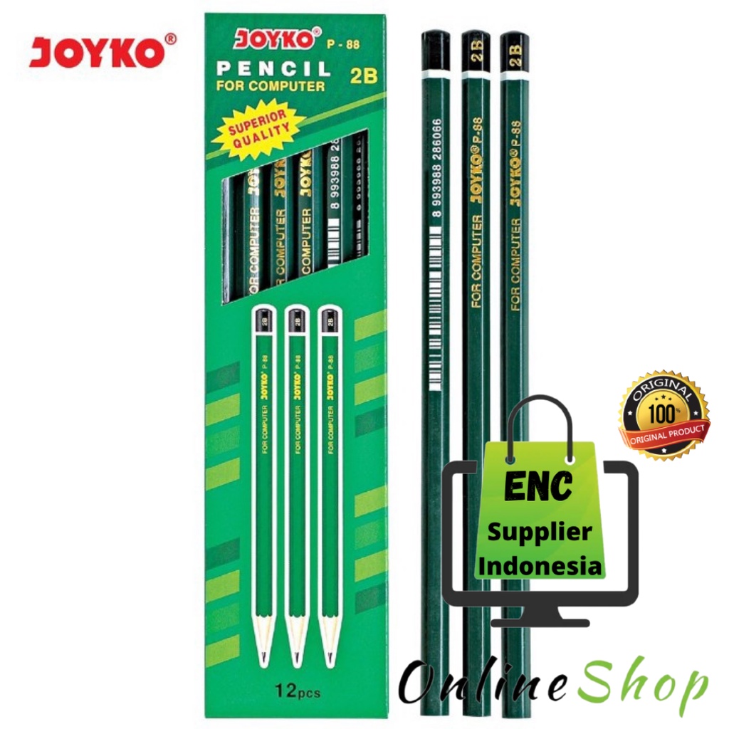 

joyko 6 buah pensil 2B 6161 klasik hijau per 6 pcs - enc.sup