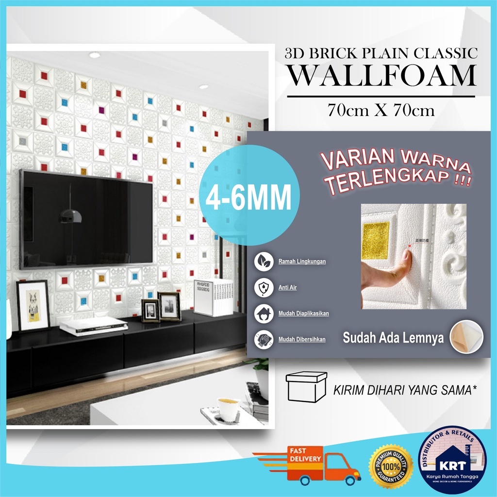 BATIK KRISTAL 70X70cm Wallpaper Foam 3D Sticker Dinding BATIK KRISTAL 70X70cm Wallpaper Foam 3D Sticker Dinding