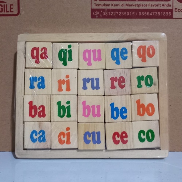 Balok Baca Suku Kata - Mainan Edukasi - Mainan Kayu - Balok Suku Kata