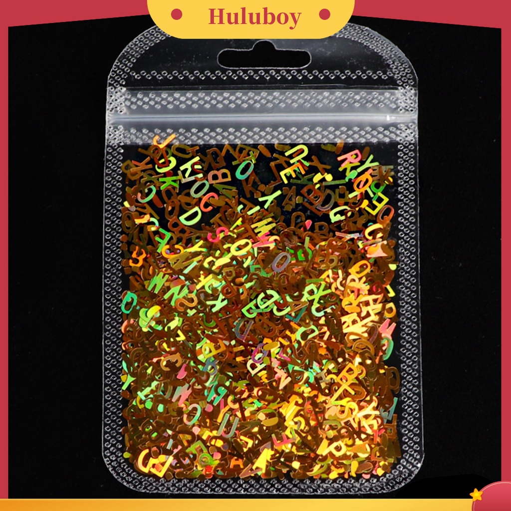 Huluboy Huluboy♡ 1 Pak Payet Glitter Motif Tulisan Campur Untuk Dekorasi Nail Art