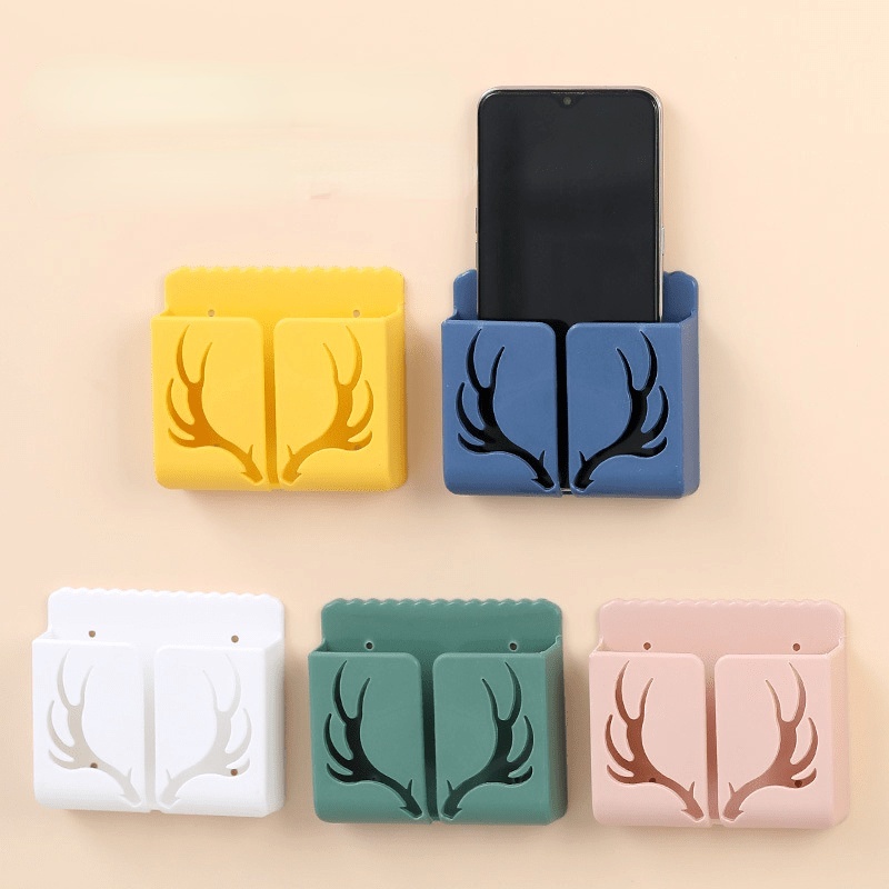 Rak Gantung Dinding Bentuk Tanduk Rusa Holder Remote Control Handphone Untuk Kamar Tidur Ljs4
