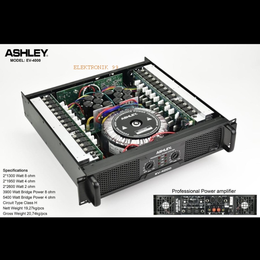 power amplifier ashley ev4000 ev 4000 original
