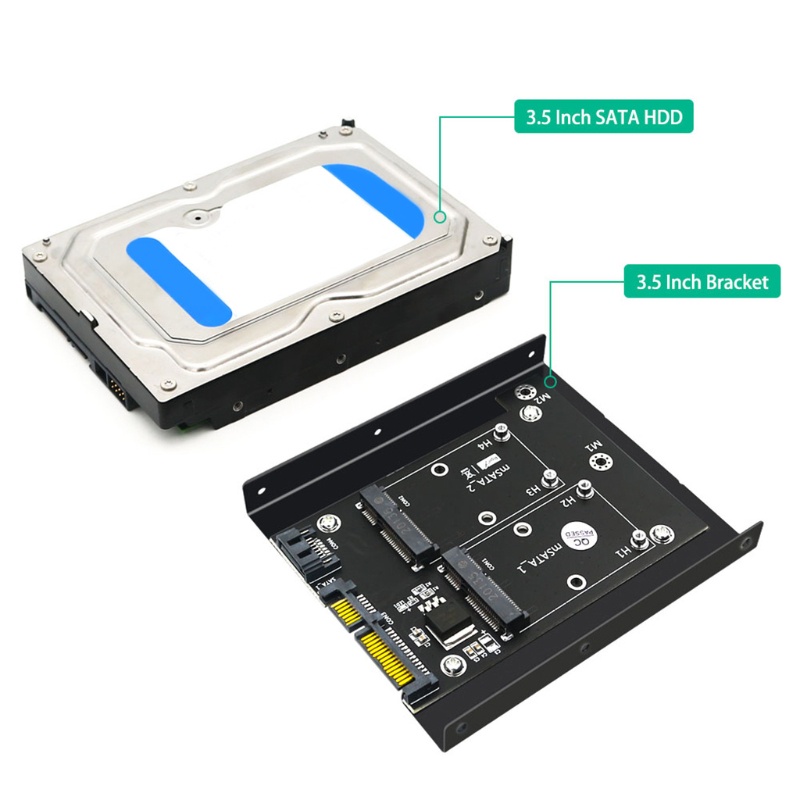 Btsg MSATA SSD Converter Riser Card Untuk PC Laptop Add On Card Dengan HDD 3.5 Inch