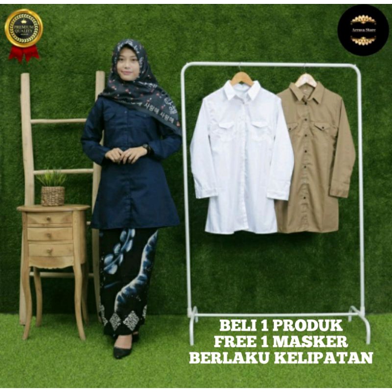 Hemat Kemeja Tunik Wanita Toyobo | Kemeja Wanita Polos | Baju Santriwati | Baju Santri Putri | Tunik