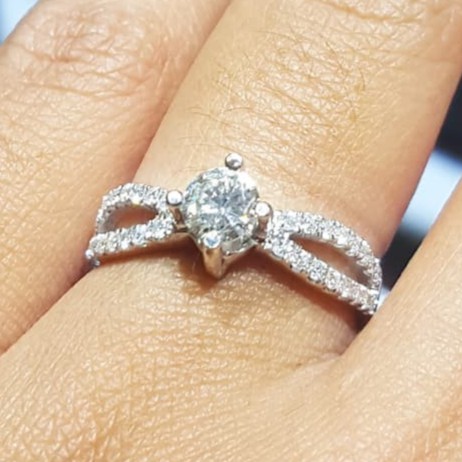Cincin Wanita Kawin Nikah Original Emas Gold 18k Berlian Diamond Eropa Putih Asli DK1489
