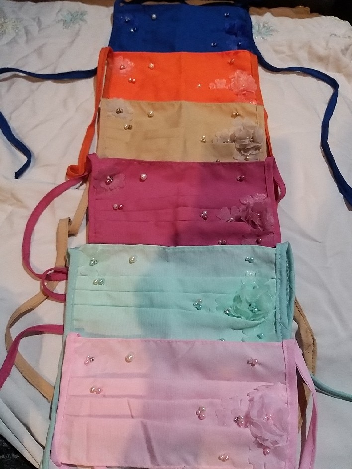 Masker Hijab Headloop Kain Oxford Fashion Organza