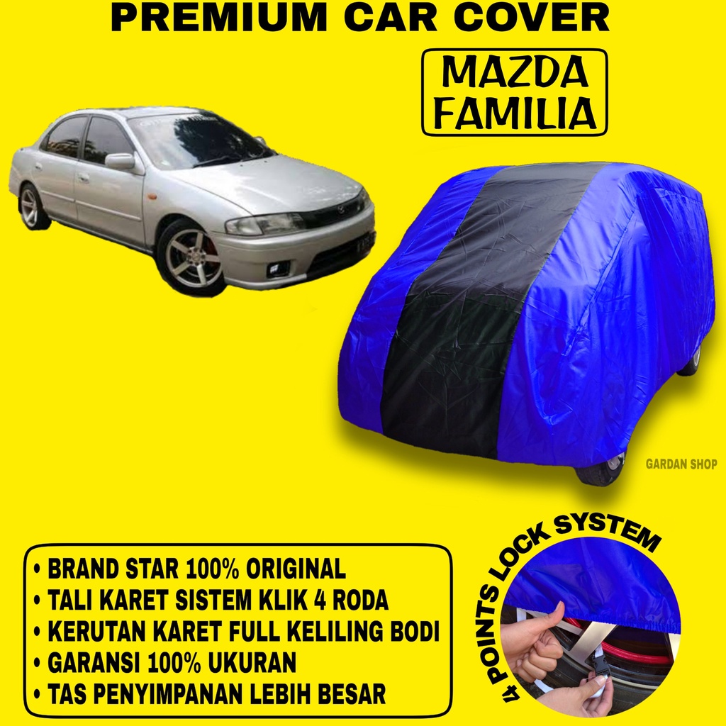 Body Cover MAZDA FAMILIA BIRU HITAM Penutup Bodi Mobil Mazda Familia Waterproof PREMIUM