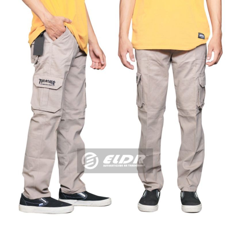 Celana Pria Cargo Panjang Thrasher 28 sd 34 Catton Twill Celana Outdoor Hiking-mocca