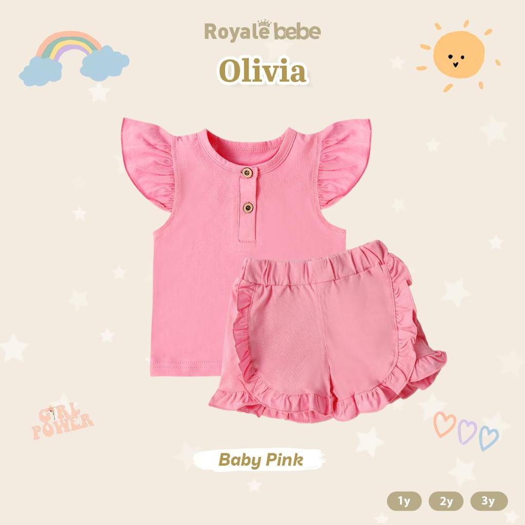 ROYALE BEBE SETELAN OLIVIA SET SETELAN RUFFLE SET ANAK BAYI FASHION PEREMPUAN 1 - 3 TAHUN