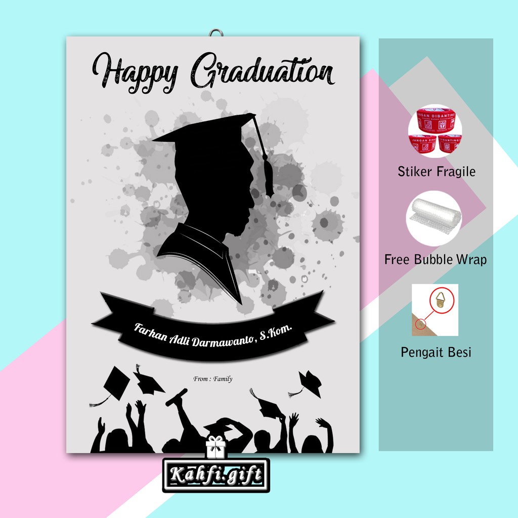 (Desain Foto Siluet + Cetak) Kado Wisuda Hadiah Ulang Tahun Gift Anniversary Hiasan Pajangan Dinding