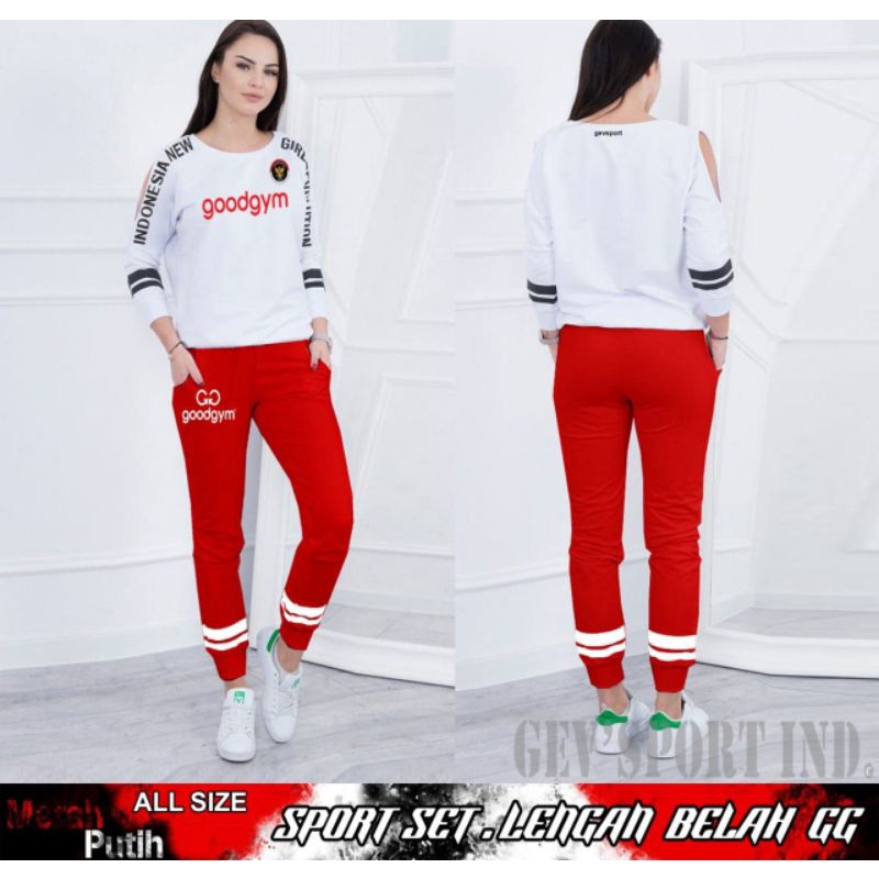 SETELAN GEVSPORTWEAR EDISI KEMERDEKAAN / MERAH PUTIH ZUMBA AEROBIC