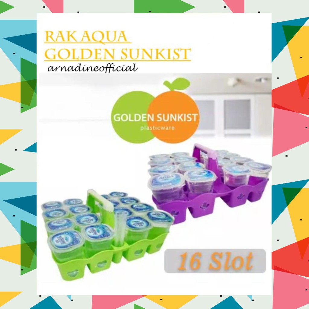 [ARNADINEOFFICIAL] RAK - KERANJANG - TEMPAT AQUA GELAS GOLDEN SUNKIST SET - HIJAU