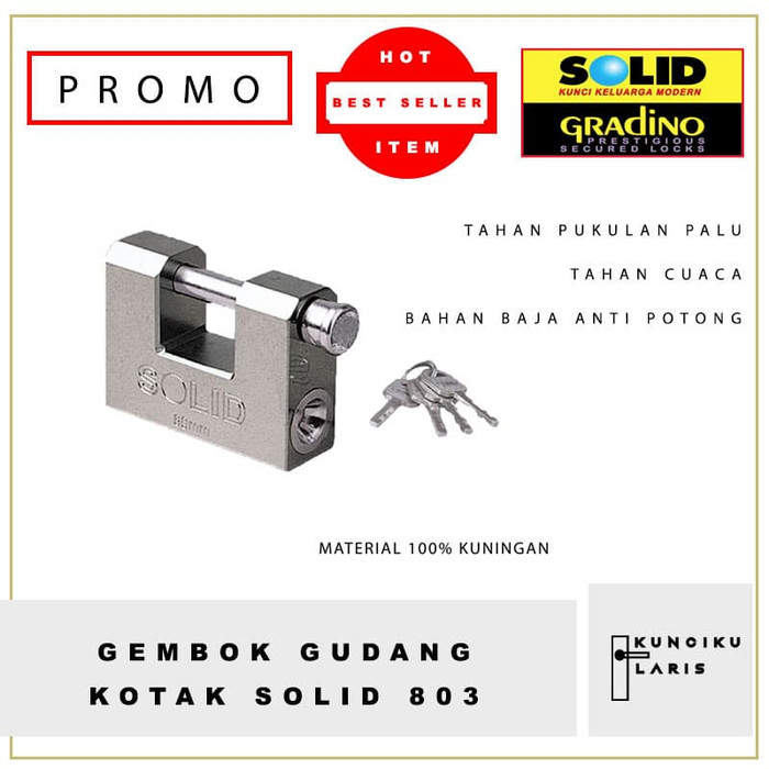 Gembok Gudang Solid 813 / Gembok Kotak Rumah Kantor Gudang Rectangular - 60 MM