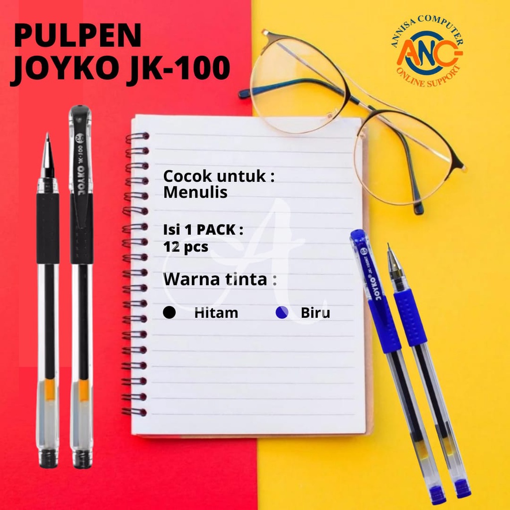 

PULPEN JOYKO JK-100 / BALPOINT / GEL PEN / 1 Box isi 12 Pcs / Murah