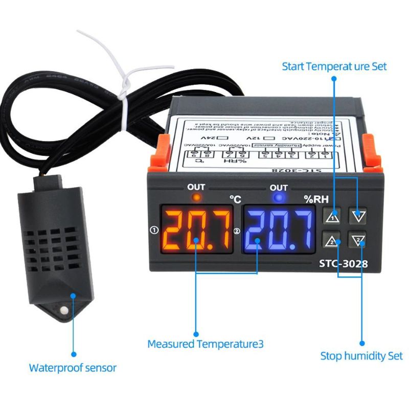 thermostat hygrostat digital stc-1000 stc-3028 pengatur suhu kelembapan 220v