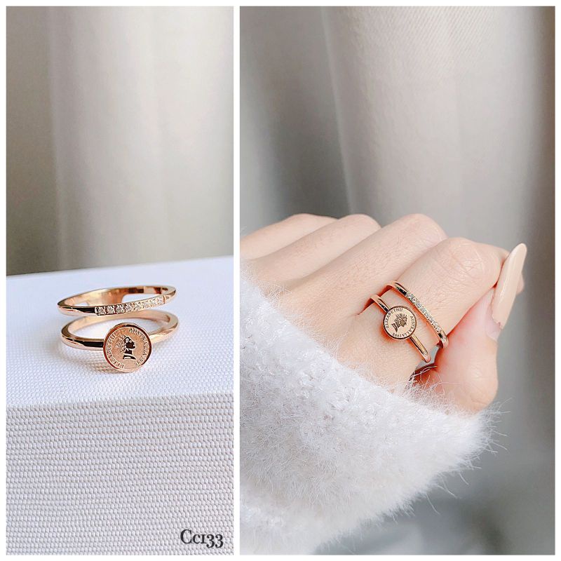 Cincin Titanium asli Rosegold premium Quality Ring Stainless steel ori 7011