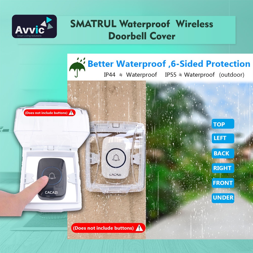 Avvic x Cacazi Pelindung Bel Rumah Waterproof Rain Cover for Wireless Doorbell Full Cover 4 Sisi