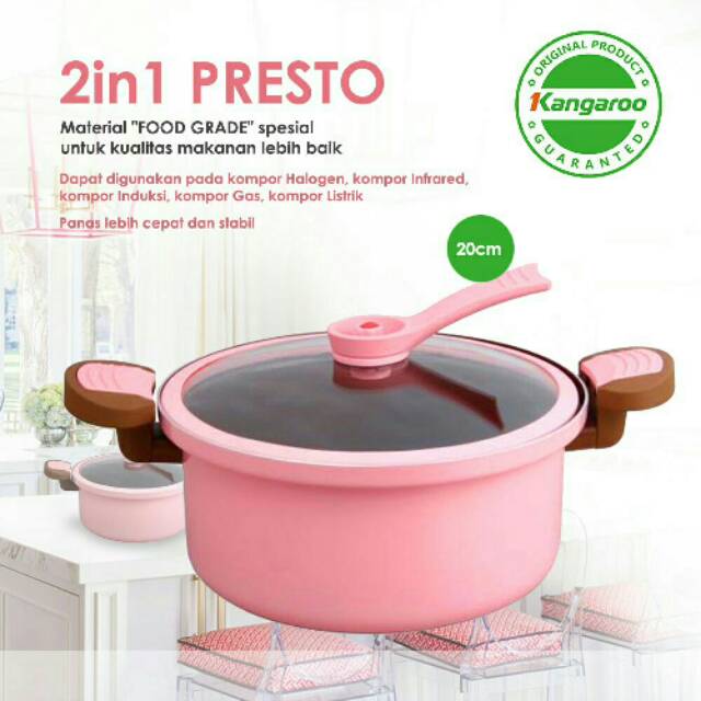  Panci  Presto Kangaroo KG165S Pressure Cooker 2IN1 20cm 
