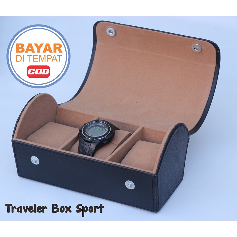 Traveller Watch Case Tube / Tempat Jam Tangan Sport Isi 3 HITAM MOCCA