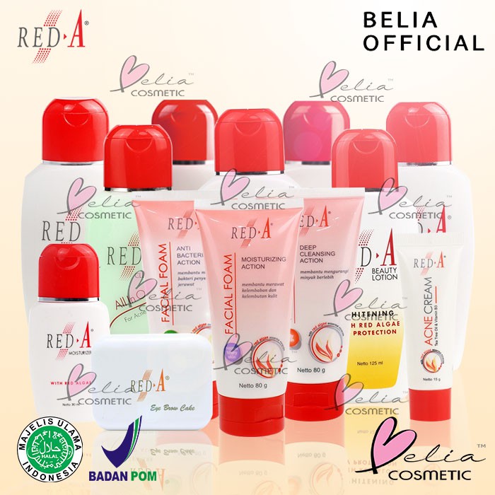 ❤ BELIA ❤ RED A Series (✔️ BPOM) Face Cleanser Facial Foam Face Tonic Moisturizer Eyebrow Cake Viva