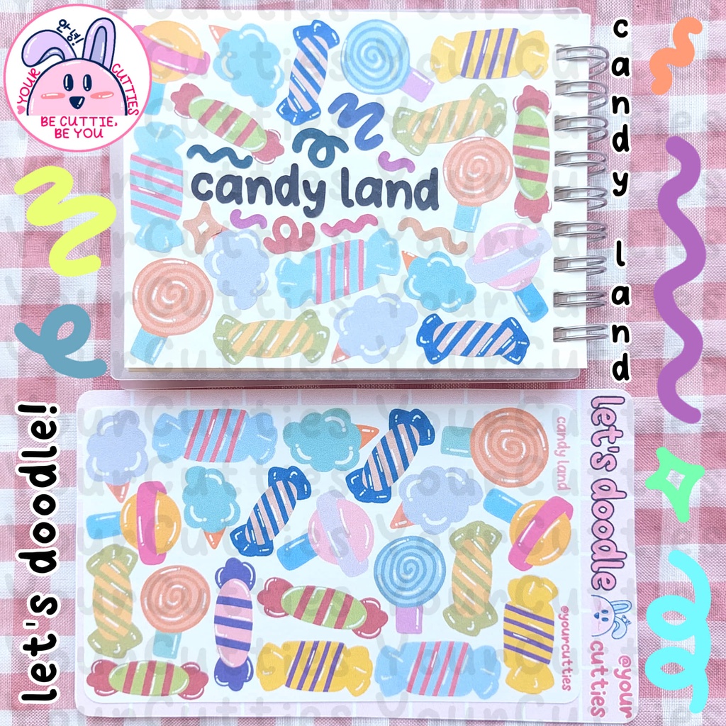 

[SHEET] STICKER JURNAL DOODLE CANDY LAND LUCU AESTHETIC