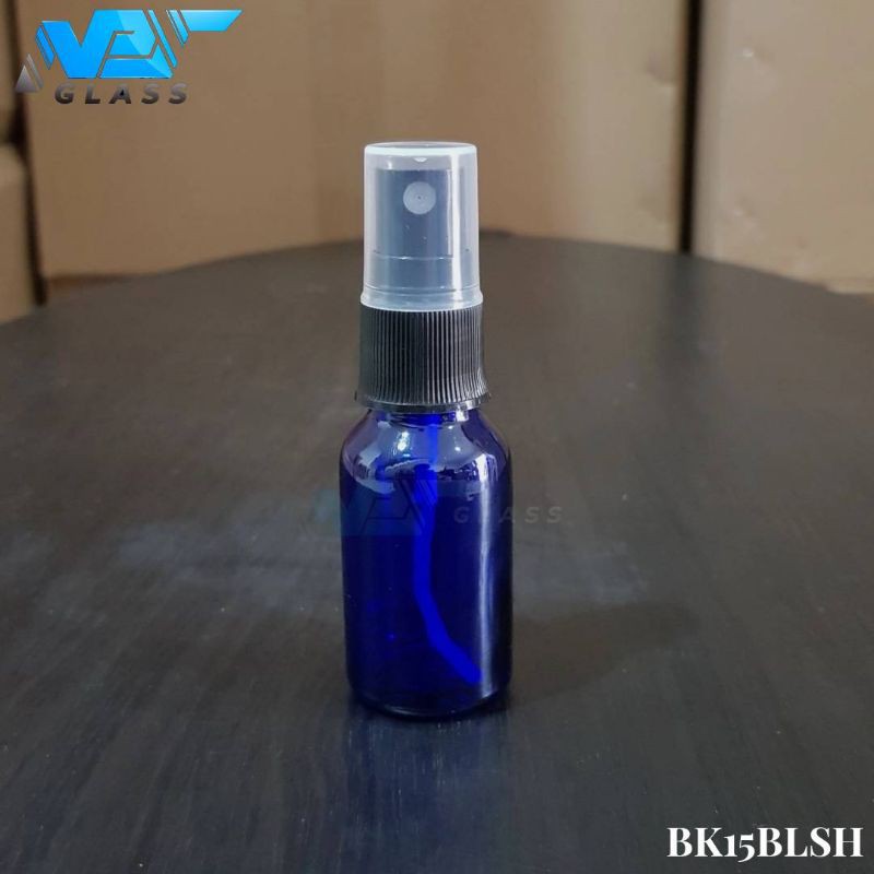 botol spray 15ml kaca biru / botol kaca 15ml biru tutup spray