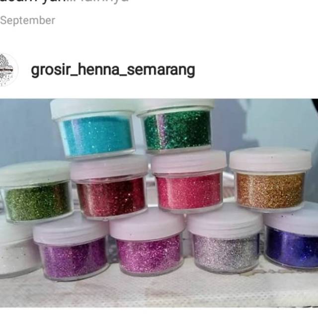 

gliter jar 10cc 1 paket isi 12jar gliter