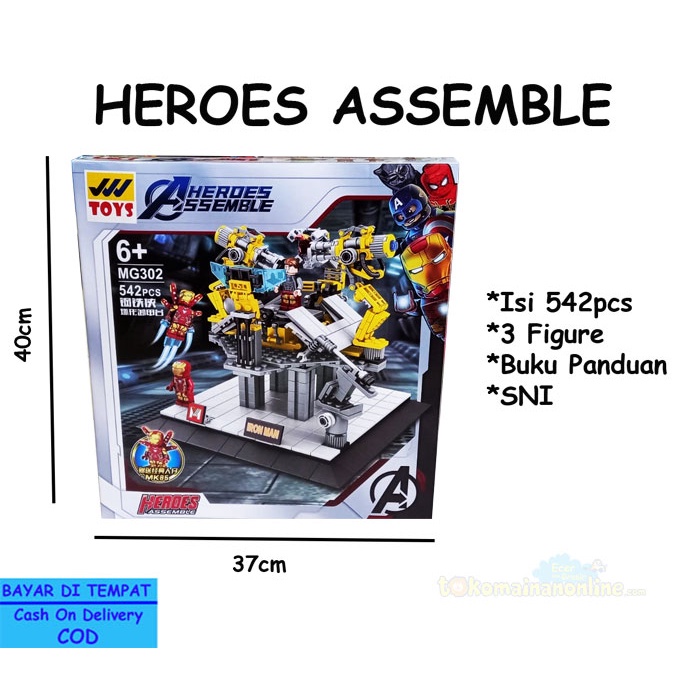 HEROES ASSEMBLE 542PCS - MG302 MAINAN MENYUSUN BLOCK SUPER HERO