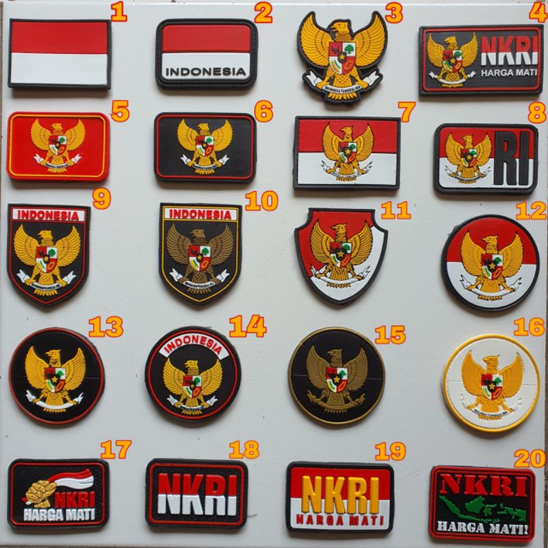 PATCH RUBBER LOGO GARUDA/NKRI/BENDERA INDONESIA/TEMPELAN EMBLEM KARET VELCRO