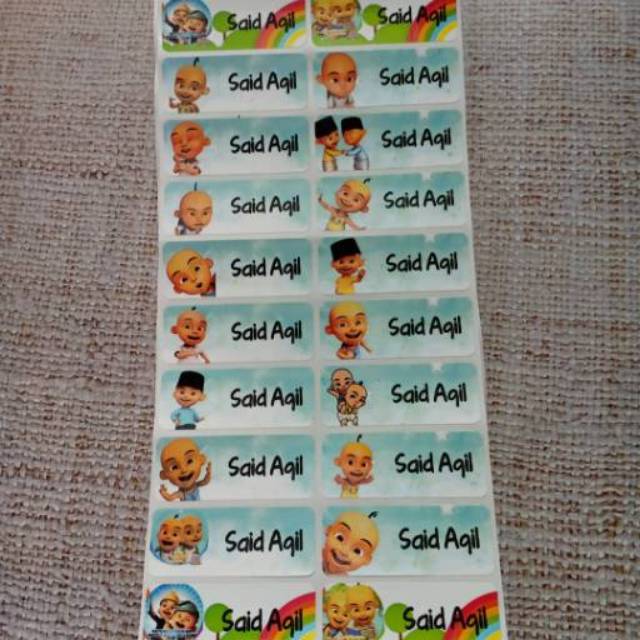 

Upin Ipin Label nama sticker label name waterproof