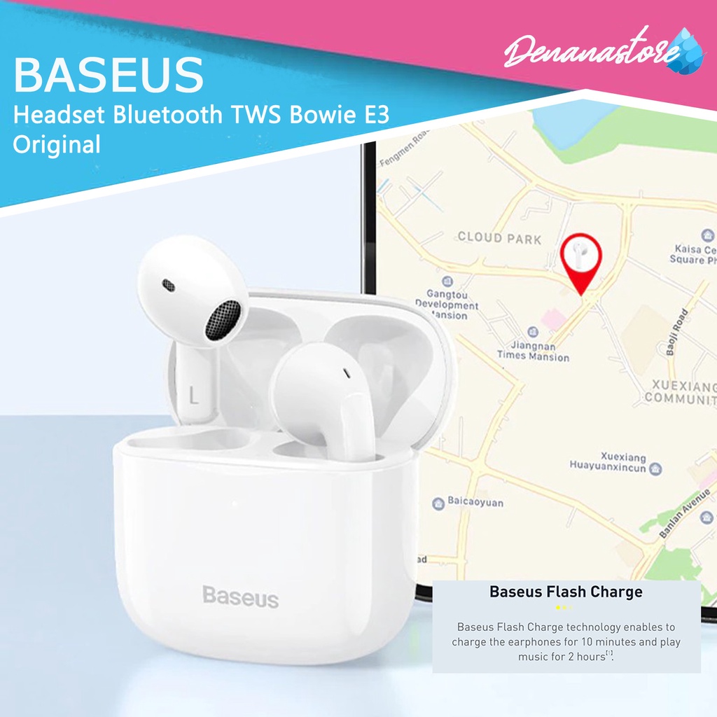 Earphone TWS Bowie E3 Baseus True Wireless Bluetooth Headset Olahraga Nirkabel Tanpa Kabel Earbuds F