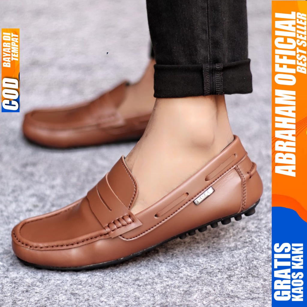 ABRAHAM Sepatu Casual Slip On Hitam Kerja Selop Pria